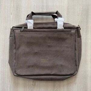 New Vintage Wells Fargo Faux Suede Distressed Leather Messenger Money Satchel